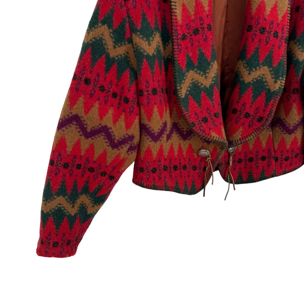 Circle T Womens Sz Medium 100% Wool Aztec Western Jacket Coat Shirt Top Artsy - Picture 5 of 10